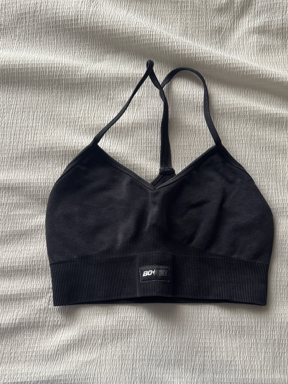 BO+TEE Black Seamless Sports Bralette with Racerback Support